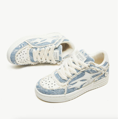 Sneaker de couro feminino à medida Sneaker de denim de tela