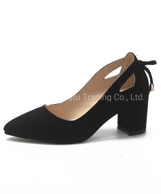 Sapatos de roupa de couro para mulheres negras, altura de calcanhar de 3,5 polegadas.