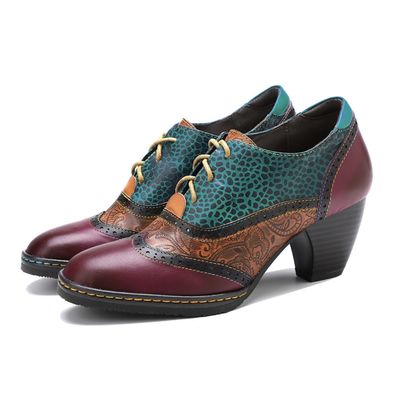 Estilo Retro Sapatos de Vestido Feminino De Couro Sapatos De Lentes De Mulheres Com Sola De Borracha