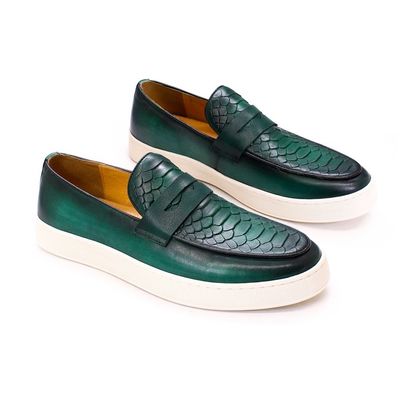 Slip On Sneakers para Homens Sapatos de Dedo Redondo Sapatos de Limpeza de Couro