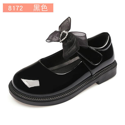Sapatos escolares de couro para meninas de saltos baixos