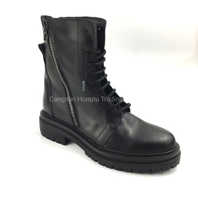 Made in Italy Botas de couro feminino de couro genuíno de altura de salto alto e baixo