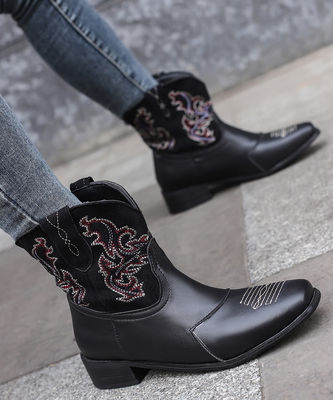 Botas de cowboy ocidentais de couro feminina com excelente desempenho