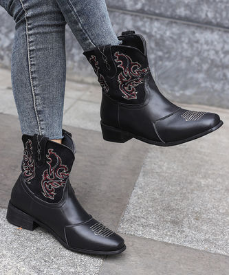 Botas de cowboy ocidentais de couro feminina com excelente desempenho