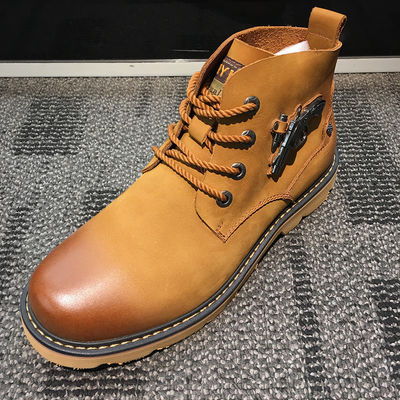 Botas de couro masculino para motocicletas, plataformas, salto alto, top deslizante, tênis