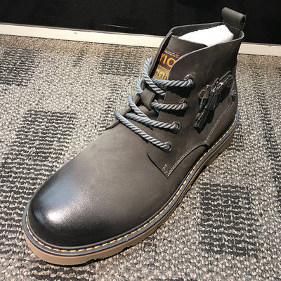 Botas de couro masculino, estilo Brown Martin, para negócios.