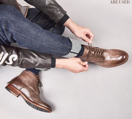 Outono Inverno Vestido de couro masculino Botas de couro de topo alto Botas de couro de algodão - aconchegadas com pelúcia