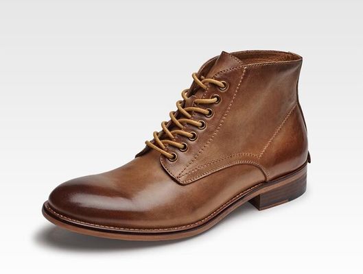 Outono Inverno Vestido de couro masculino Botas de couro de topo alto Botas de couro de algodão - aconchegadas com pelúcia