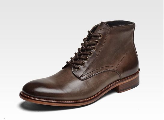 Outono Inverno Vestido de couro masculino Botas de couro de topo alto Botas de couro de algodão - aconchegadas com pelúcia