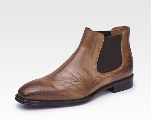 Formal Casual Homens Ankle Boots Round Toe Leather Homens Lace Up Zipper Boots