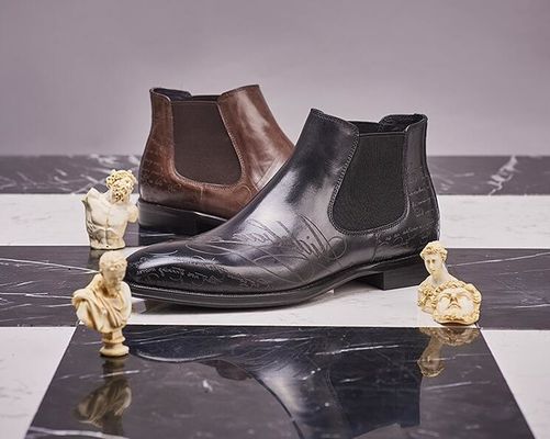 Formal Casual Homens Ankle Boots Round Toe Leather Homens Lace Up Zipper Boots