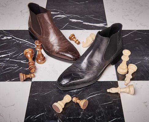 Formal Casual Homens Ankle Boots Round Toe Leather Homens Lace Up Zipper Boots