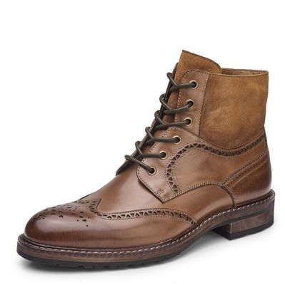 Pernas pontiagudas, sapatos de couro castanho, botas de couro Chelsea, botas de couro com atacadores, botas de tornozelo para festa.