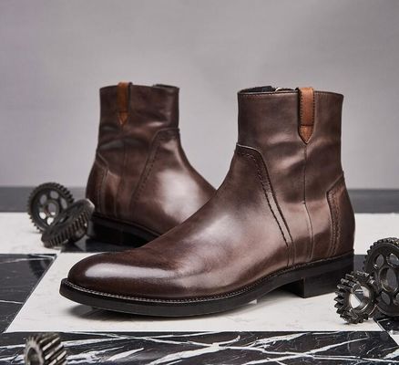 Britânica Escultura de lazer masculino botas de tornozelo pontiaguda estilo Brogue botas Chelsea
