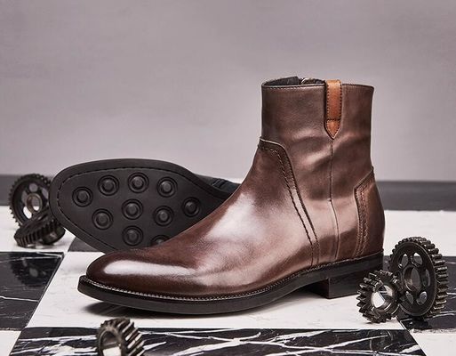 Britânica Escultura de lazer masculino botas de tornozelo pontiaguda estilo Brogue botas Chelsea