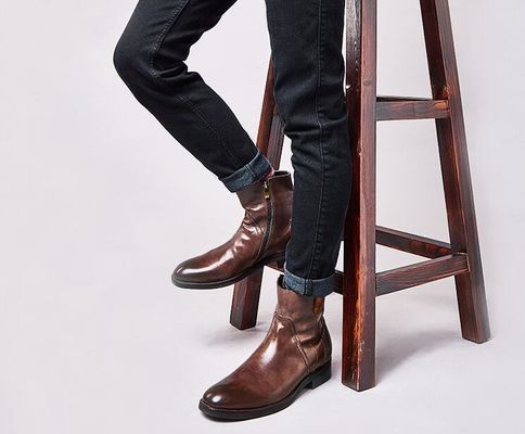 Britânica Escultura de lazer masculino botas de tornozelo pontiaguda estilo Brogue botas Chelsea