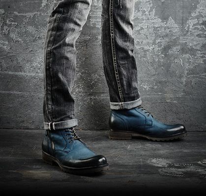 Botas de couro castanho, de couro genuíno, botas de cowboy Martin.