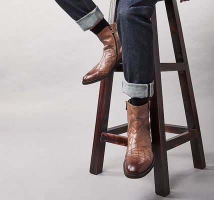 Inverno clássico calçado casual de couro masculino tamanho normal botas de tornozelo de algodão