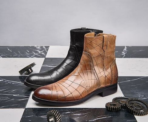 Inverno clássico calçado casual de couro masculino tamanho normal botas de tornozelo de algodão