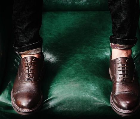 Calçados de couro masculino tecido calçados de couro elegante Goodyear calçados com duas pontas
