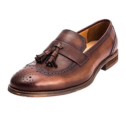 Primavera / Outono Marrom Homem tecido de couro Slip On Sneakers para festa