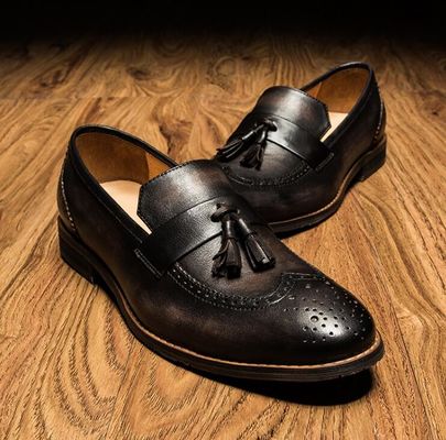 Primavera / Outono Marrom Homem tecido de couro Slip On Sneakers para festa
