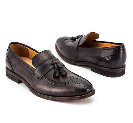 Primavera / Outono Marrom Homem tecido de couro Slip On Sneakers para festa