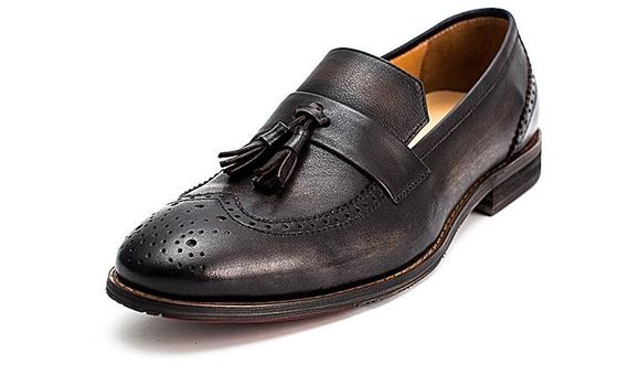 Primavera / Outono Marrom Homem tecido de couro Slip On Sneakers para festa