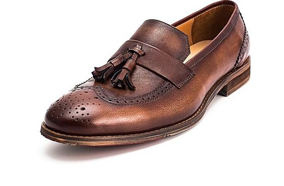 Primavera / Outono Marrom Homem tecido de couro Slip On Sneakers para festa