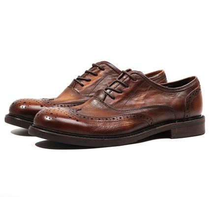 Branded Design Men Leather Dress Shoes Pintado Oxford Brown Lace Up Dress Shoes