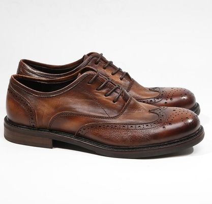 Branded Design Men Leather Dress Shoes Pintado Oxford Brown Lace Up Dress Shoes