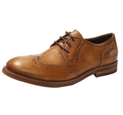 Calçados masculinos de couro de grão completo, cordel com ponta de dedos, calçados masculinos de Oxford.