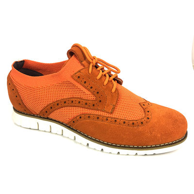 Flyknit Suede Homem Calçados Casual de Couro, Calçados de Canvas Tricotados