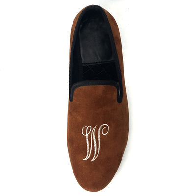 Homens de lazer Loafers de veludo bordados, Panos de veludo de luxo real