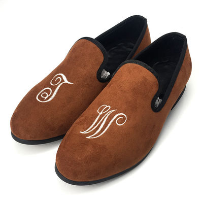 Homens de lazer Loafers de veludo bordados, Panos de veludo de luxo real