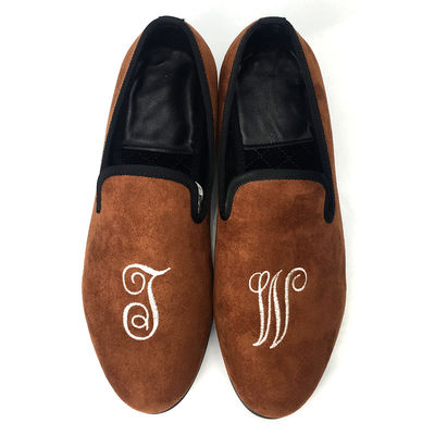 Homens de lazer Loafers de veludo bordados, Panos de veludo de luxo real