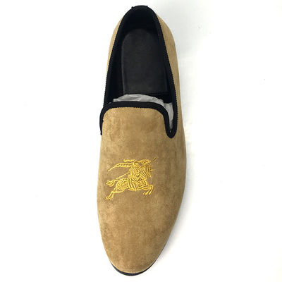 Tassel Mens Loafers de Veludo bordados com sola exterior de borracha