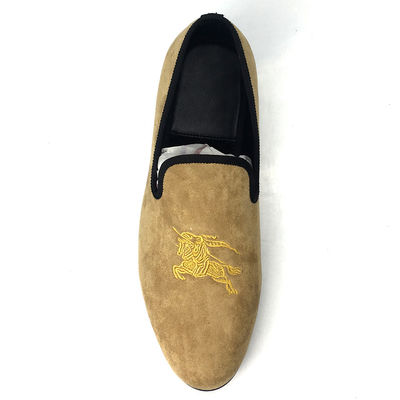 Tassel Mens Loafers de Veludo bordados com sola exterior de borracha