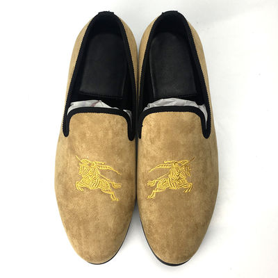 Tassel Mens Loafers de Veludo bordados com sola exterior de borracha
