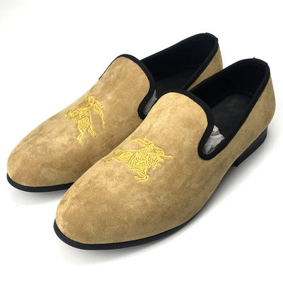 Tassel Mens Loafers de Veludo bordados com sola exterior de borracha