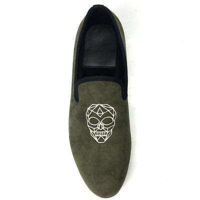 Leisure Light Green Mens Velvet Loafers / Men Prince Albert Slippers