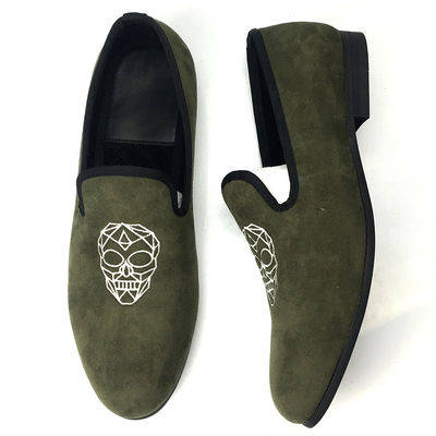 Leisure Light Green Mens Velvet Loafers / Men Prince Albert Slippers