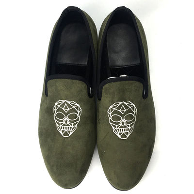 Leisure Light Green Mens Velvet Loafers / Men Prince Albert Slippers
