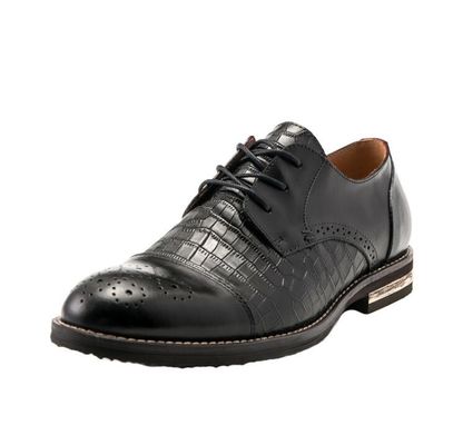 Sapatos de pele de crocodilo Patina para homens, Brogue Wingtips Sapatos de couro exóticos para homens