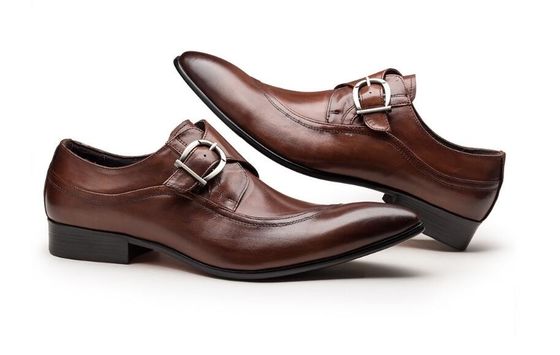 Dedo redondo preto Derby Homens Calçado de couro vestido com fechadura Banquete Oxford