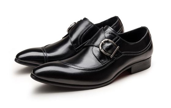 Dedo redondo preto Derby Homens Calçado de couro vestido com fechadura Banquete Oxford