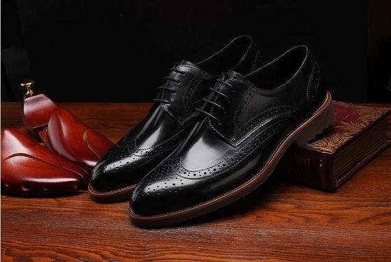 Estilo clássico Derby preto, sapatos de vestimenta, homens retrô, sapatos de vestimenta Oxford
