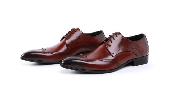Custom Brogue Castanho Escova de Calçado de Couro Vestido Confortável Para Homens