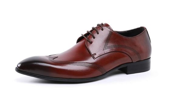Custom Brogue Castanho Escova de Calçado de Couro Vestido Confortável Para Homens