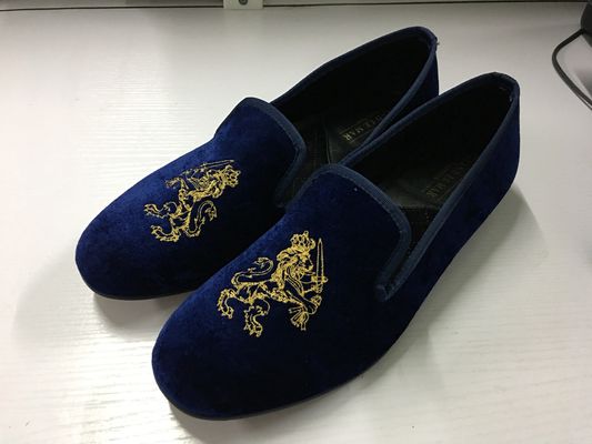 Calçados de veludo masculino duráveis Calçados de veludo masculino com dedos redondos Calçados de veludo masculino azul